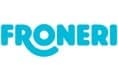 The image shows the Froneri logo in bold blue letters with a curved line under the O and N, resembling a smile.