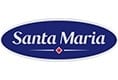 Santa Maria logo featuring white text on a blue oval background with a small red diamond shape below the text.